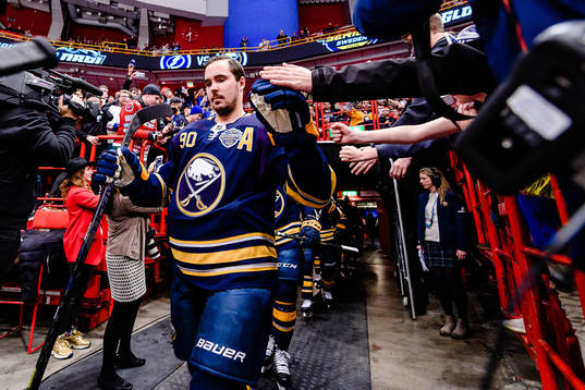 Marcus Johansson of Buffalo Sabres prior to the NHL regular