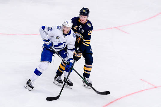 Alexander Volkov of Tampa Bay Lightning and Rasmus Dahlin