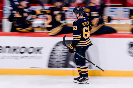 Victor Olofsson of Buffalo Sabres celebrates