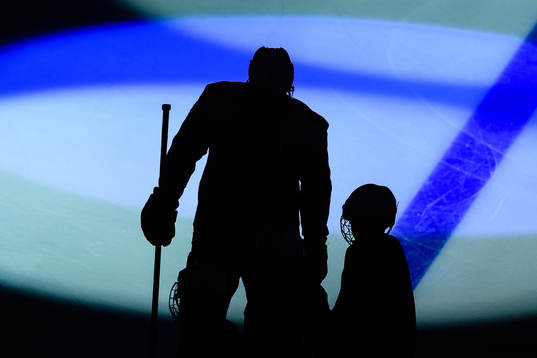 Silhouette of Victor Hedman of Tampa Bay Lightning prior to