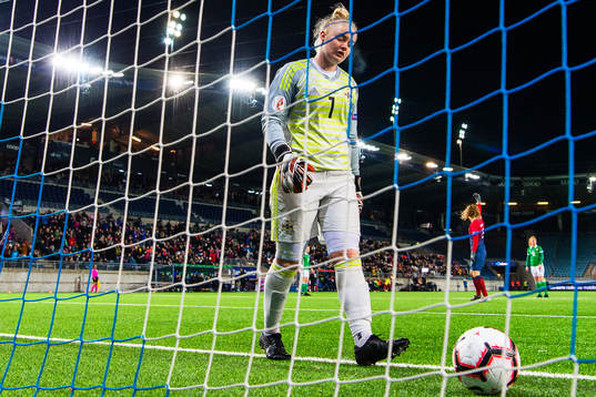 Goalkeeper Rebecca Flaherty of Northern Ireland looks