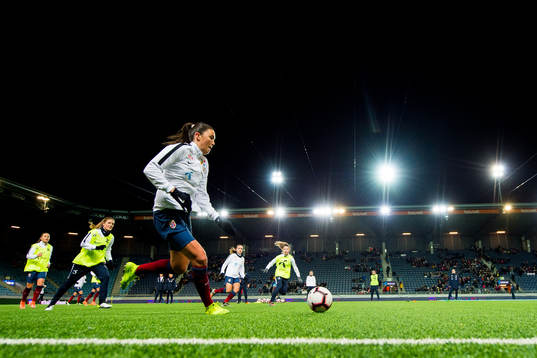 Ingrid Syrstad Engen of Norway warms up