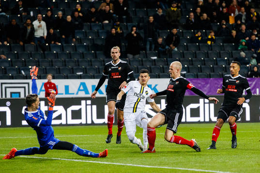 Enskedes målvakt Marvin Myhrberg och Viktor Lager