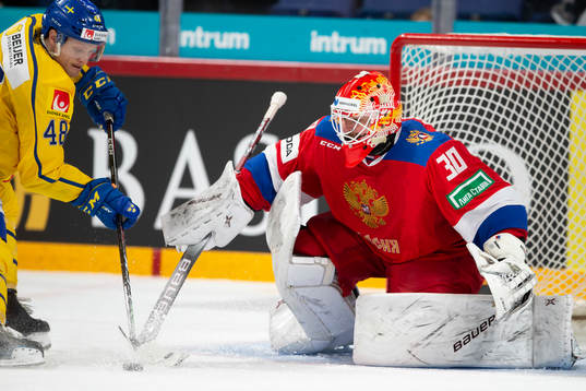 Carl Klingberg #48, SWE score 1-2, Igor Bobkov #30, RUS