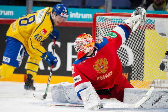 Carl Klingberg #48, SWE score 1-2, Igor Bobkov #30, RUS
