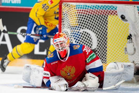 Carl Klingberg #48, SWE score 1-2, Igor Bobkov #30, RUS