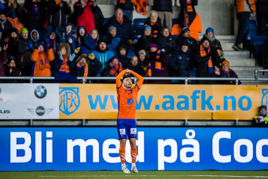 Niklas Fernando Nygaard Castro of Aalesund celebrates