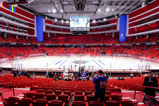 Interior view of Globen arena prior to the NHL regular
