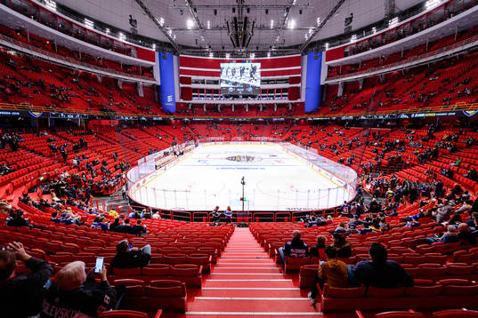 Interior view of Globen arena prior to the NHL regular