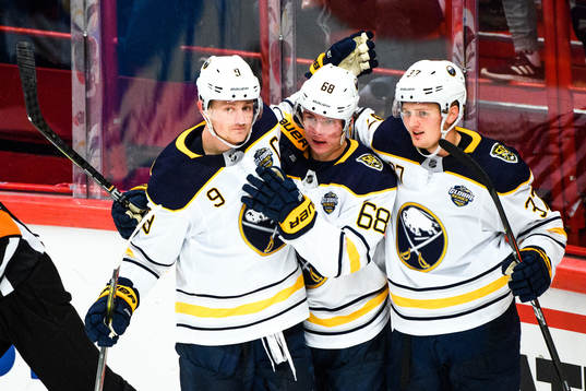 Jack Eichel, Victor Olofsson and Casey Mittelstadt of
