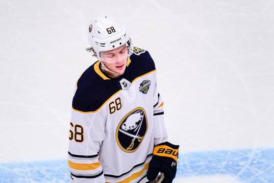 Victor Olofsson of Buffalo Sabres looks dejected