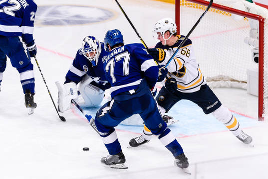 Victor Hedman of Tampa Bay Lightning and Victor Olofsson of