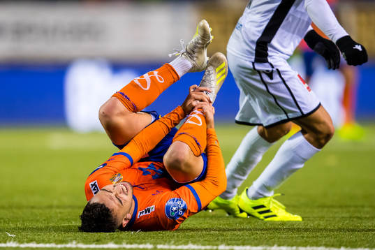 Niklas Fernando Nygaard Castro of Aalesund in pain