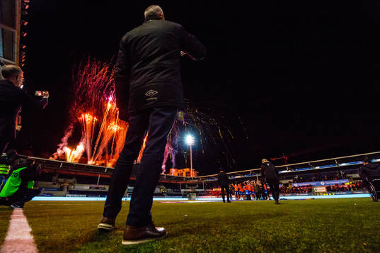 Lars Bohinen, head coach of Aalesund, looks at the Aalesund