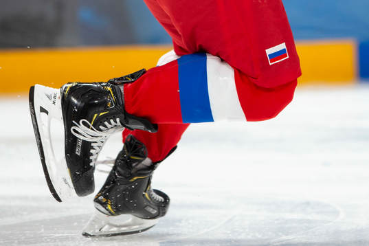 Skates from player Andrei Kuzmenko #96, RUS