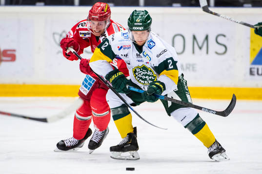 Modos Adam Tambellini och Björklövens Brian Cooper i kamp