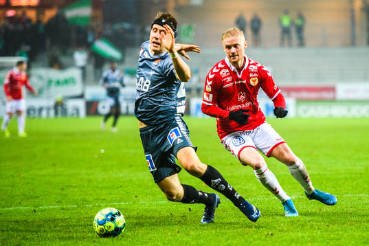 Kalmars Geir Andre Herrem och Brages Bjarni Mark Antonsson