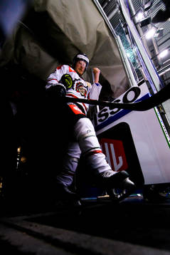 David Printz of Frölunda enters the ice ahead the CHL game