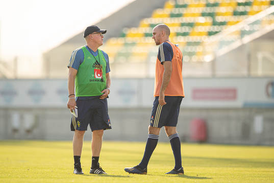 Head coach Janne Andersson and Marcus Danielson of the