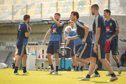 Sebastian Larsson, Marcus Berg and Mikael Lustig of the