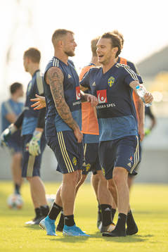 John Guidetti and Albin Ekdal of the Swedish national