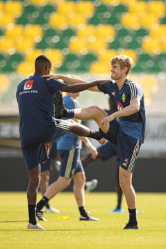 Alexander Isak and Filip Helander of the Swedish national