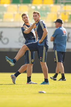 Riccardo Gagliolo and Dejan Kulusevski of the Swedish