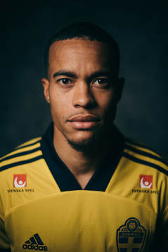 Robin Quaison of the Swedish national football team poses