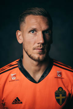 Robin Olsen of the Swedish national football team poses for