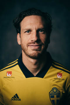 Gustav Svensson of the Swedish national football team poses