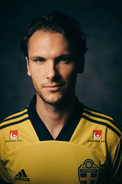 Albin Ekdal of the Swedish national football team poses for