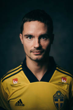 Mikael Lustig of the Swedish national football team poses