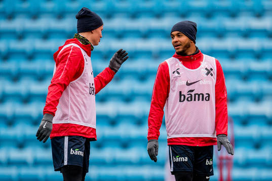 Erling Braut Haaland and Joshua King of Norway