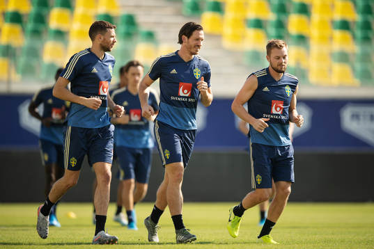 Marcus Berg, Gustav Svensson and Sebastian Larsson of the