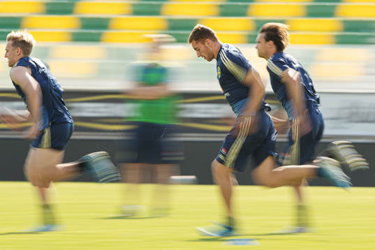 Emil Forsberg, Dejan Kulusevski and Albin Ekdal of the