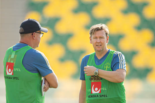 Head coach Janne Andersson and assistant coach Peter