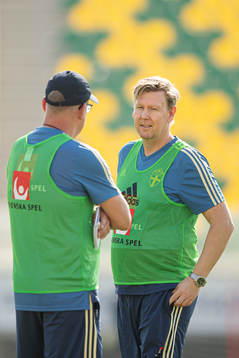 Head coach Janne Andersson and assistant coach Peter