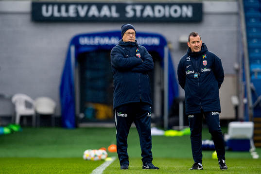 Lars Lagerbäck, head coach, and Per Joar Hansen, assistant