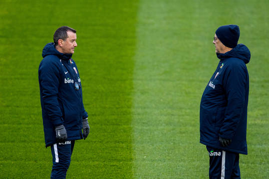 Per Joar Hansen, assistant coach, and Lars Lagerbäck, head