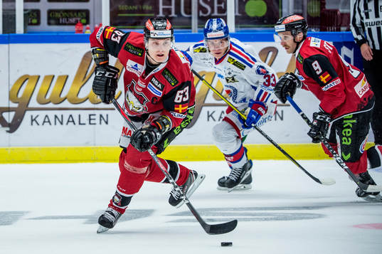 Malmö Redhawks Fredrik Händemark och Frederik Storm mot