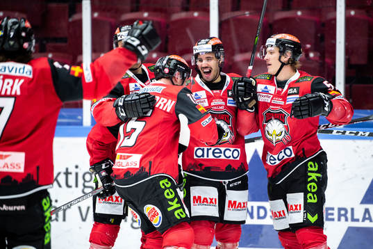Malmö Redhawks Jesper Jensen, Tobias Ekberg och Axel