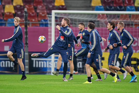 Filip Helander, Pontus Jansson and Albin Ekdal of the