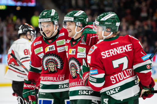 Frölundas Nicklas Lasu jublar med lagkamrater