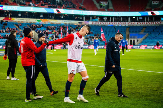Erling Braut Haaland of Norway leaves the pitch