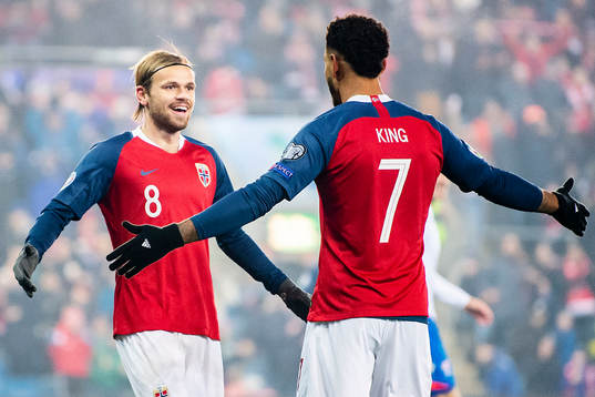 Iver Tobias Rørvik Fossum of Norway celebrates 2-0