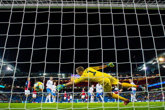 Alexander Sørloth of Norway scores the 3-0 goal