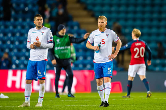 Atli Gregersen and Odmar Faero of Faroe Islands looks