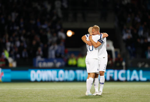 Teemu Pukki #10, FIN and Paulus Arajuuri #2, FIN