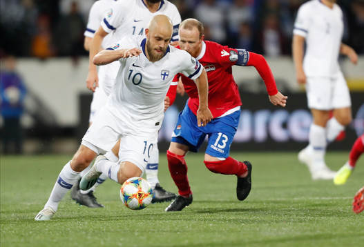 Teemu Pukki #10, FIN and Martin Büchel #13, LIE