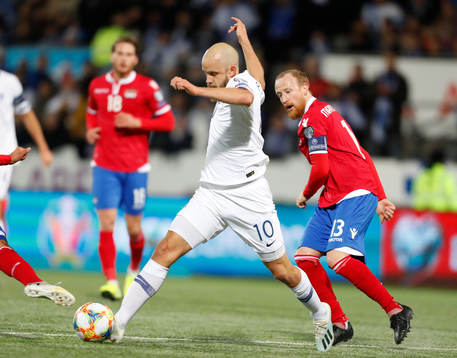 Teemu Pukki #10, FIN and lMartin Büchel #13, LIE